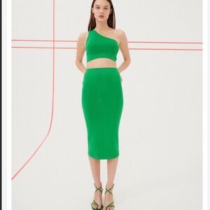 Zara Green Seamless Midi Skirt Women